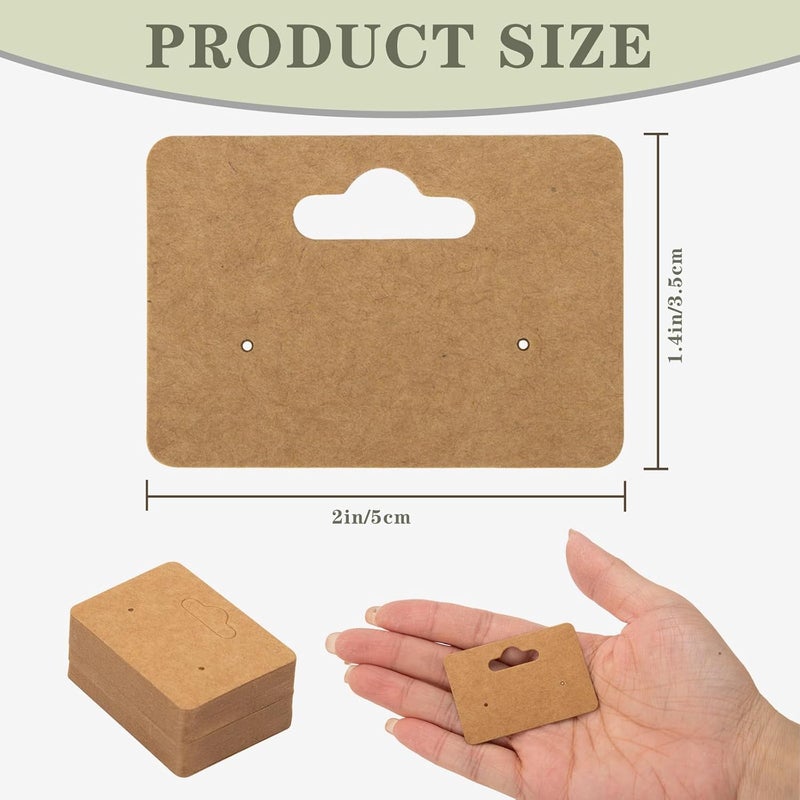 fuceury 300Pcs Earring Cards, 2x1.4 Inch Earring Display Holder Cards Kraft Paper Earrings Tags with 2 Holes, Hanging Jewelry Display Cards for Selling,Jewelry,DIY Crafts, Retail - Image 2